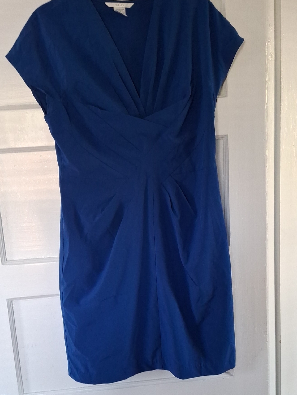 Esley Royal Blue Draped V-Neck Mini Dress